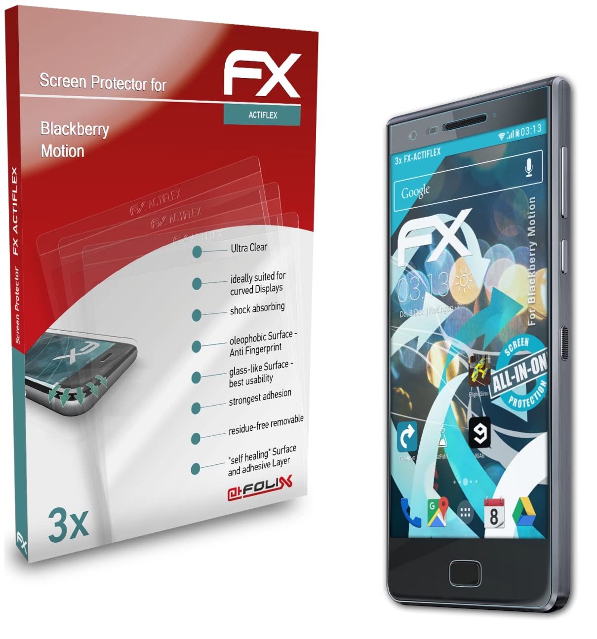 Blackberry Motion Screen Protector - Ultra Clear & Flexible FX Film (3-Pack) - Anti-Scratch & Bubble-Free Protection for Everyday Use