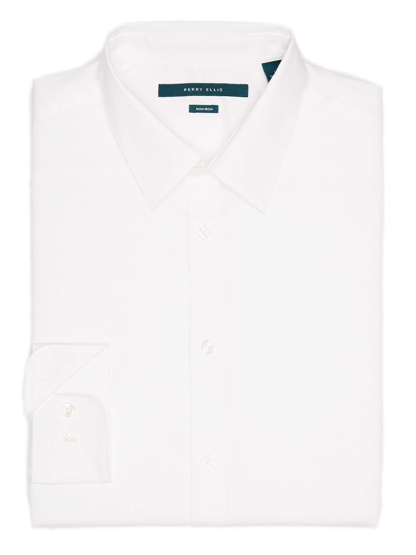 Perry Ellis Men's Non-Iron Twill Long Sleeve Dress Shirt - Point Collar, Regular Fit Button Down for Business & Formal Occasions