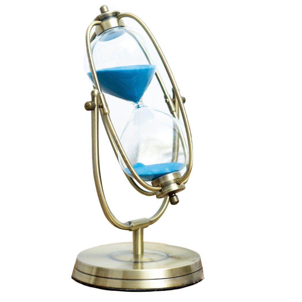 60 Minute Blue Metal Bronze Hourglass Sand Timer - Decorative Kitchen Cooking & Teaching Tool | Perfect for Baking, Classroom, Office & Home Decor