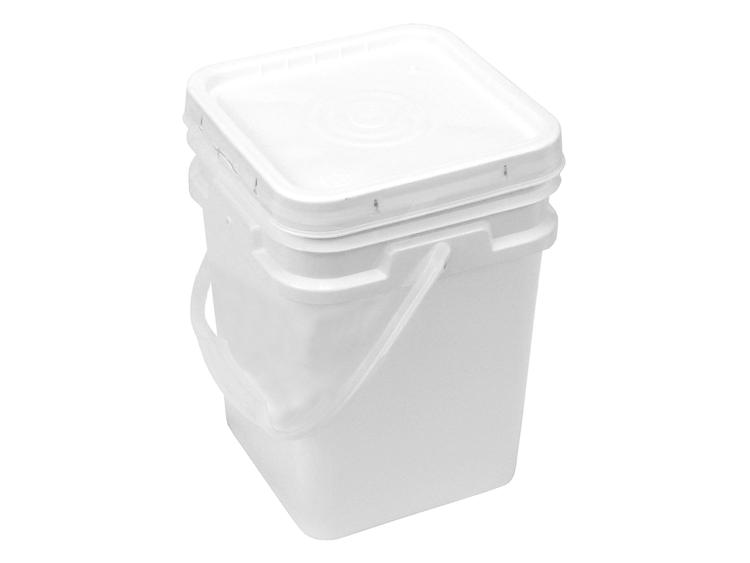 4-Gallon Square Bucket with White Snap-on Lid & Gasket Seal - Perfect for Storage, Gardening, and DIY Projects