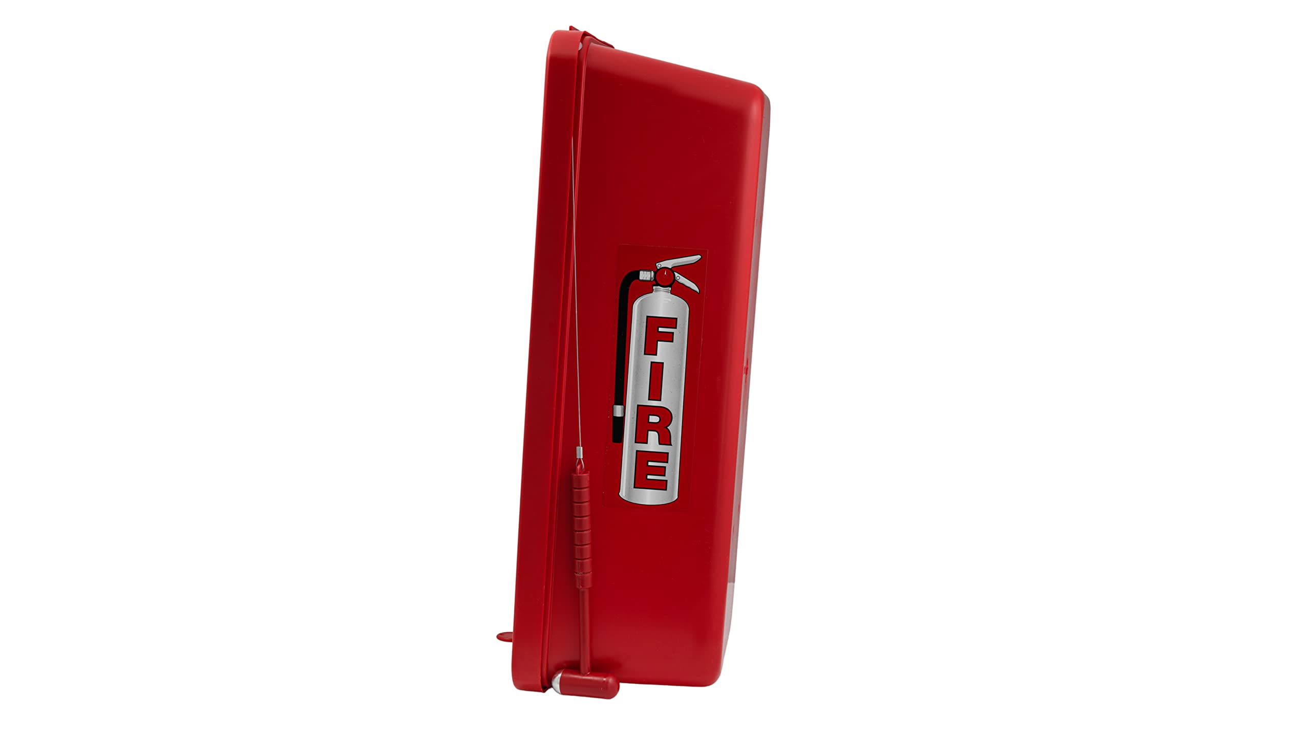 10 lb. Red Surface-Mounted Fire Extinguisher Cabinet with Hammer - Wall Mounted Safety Storage for Home, Garage & Outdoor Use - Fire Protection Equipment for Emergency Preparedness