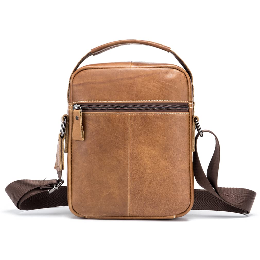 Hebetag Men's Small Leather Crossbody Shoulder Bag - Durable & Stylish for Outdoor Travel, Business & Daily Use