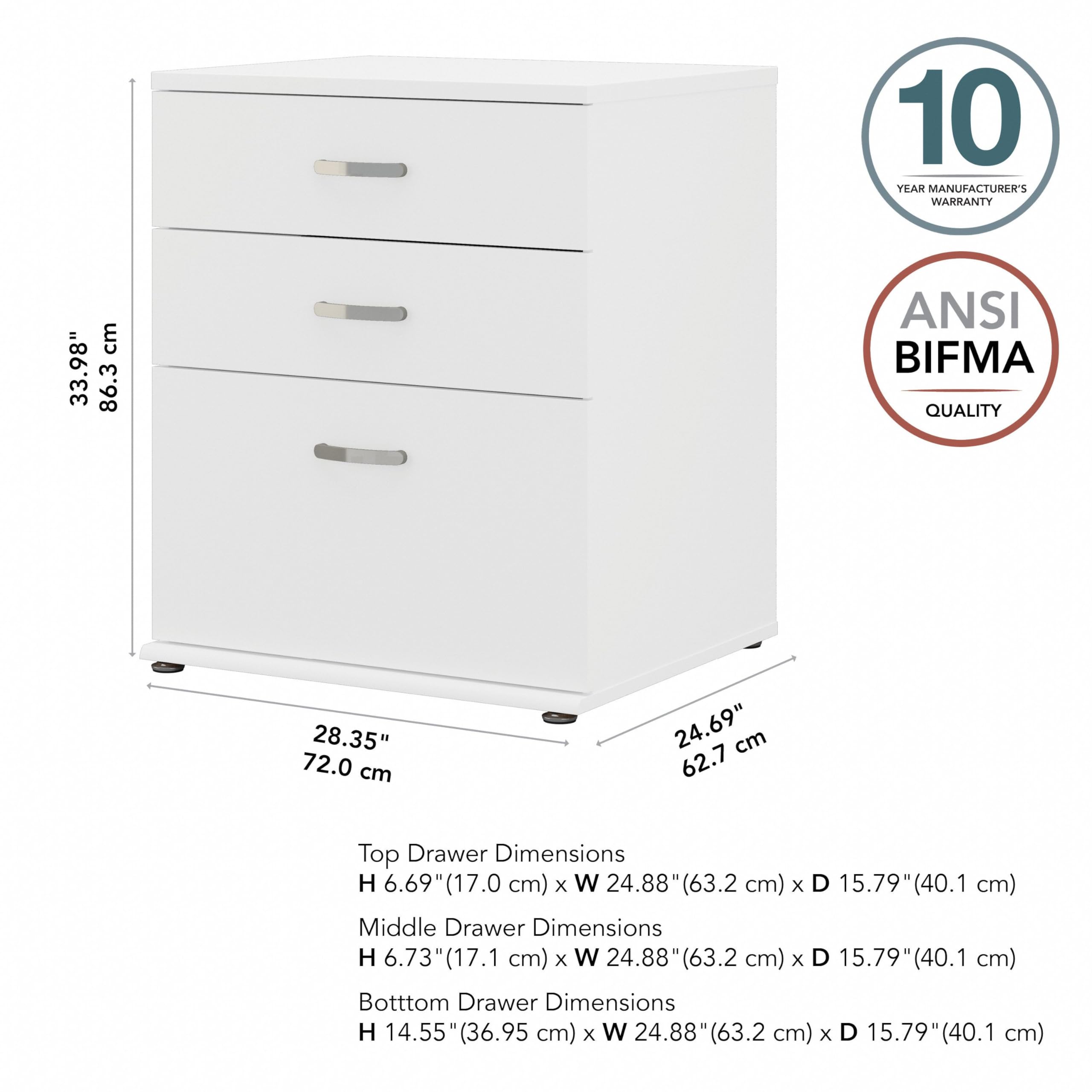 Bush Business Furniture Universal Laundry Room Storage Cabinet with Drawers - White | Organize Detergent, Cleaning Supplies & Household Items | Perfect for Laundry Rooms, Garages & Utility Spaces