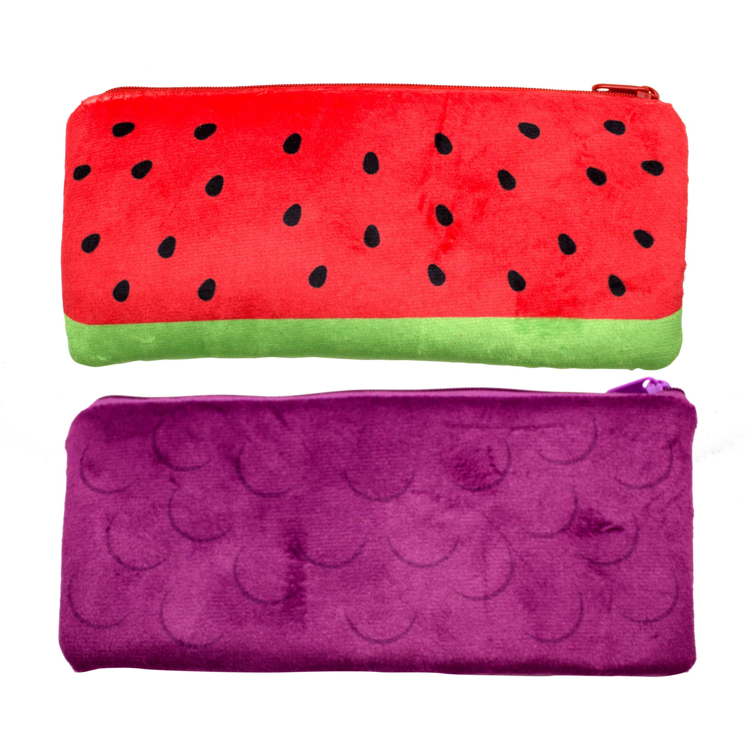 Scentco Cutie Fruities Scented Pencil Pouch - Watermelon & Grape Scented School Supplies for Kids - Perfect for Classroom Rewards, Back to School, Birthday Gifts & Organizing Stationery