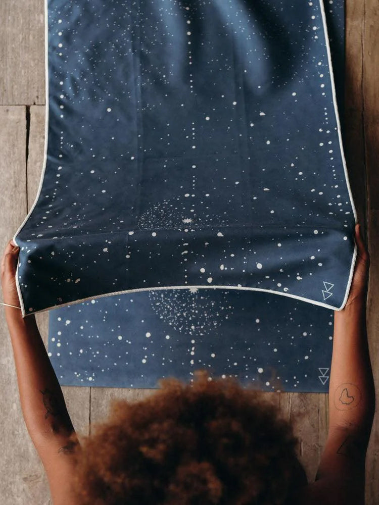 Yoga Design Lab Non-Slip Mat Towel - Celestial Print for Hot Yoga, Pilates & Home Workouts - Eco-Friendly & Absorbent Yoga Accessory