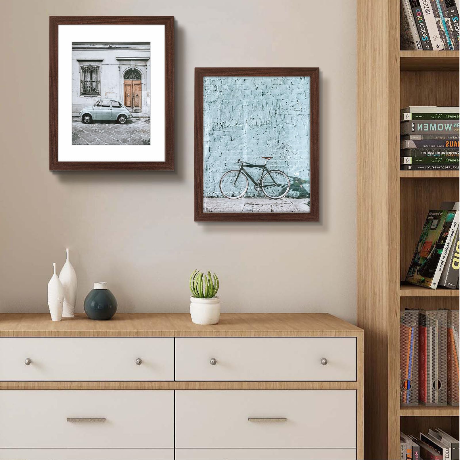 11x14 Certificate Frame with Mat for 8.5x11 Documents - Walnut Wood Picture Frame with Wall Hangers - Perfect for Displaying Diplomas, Awards, Certificates & Artwork - Home Office Decor & Gift Idea
