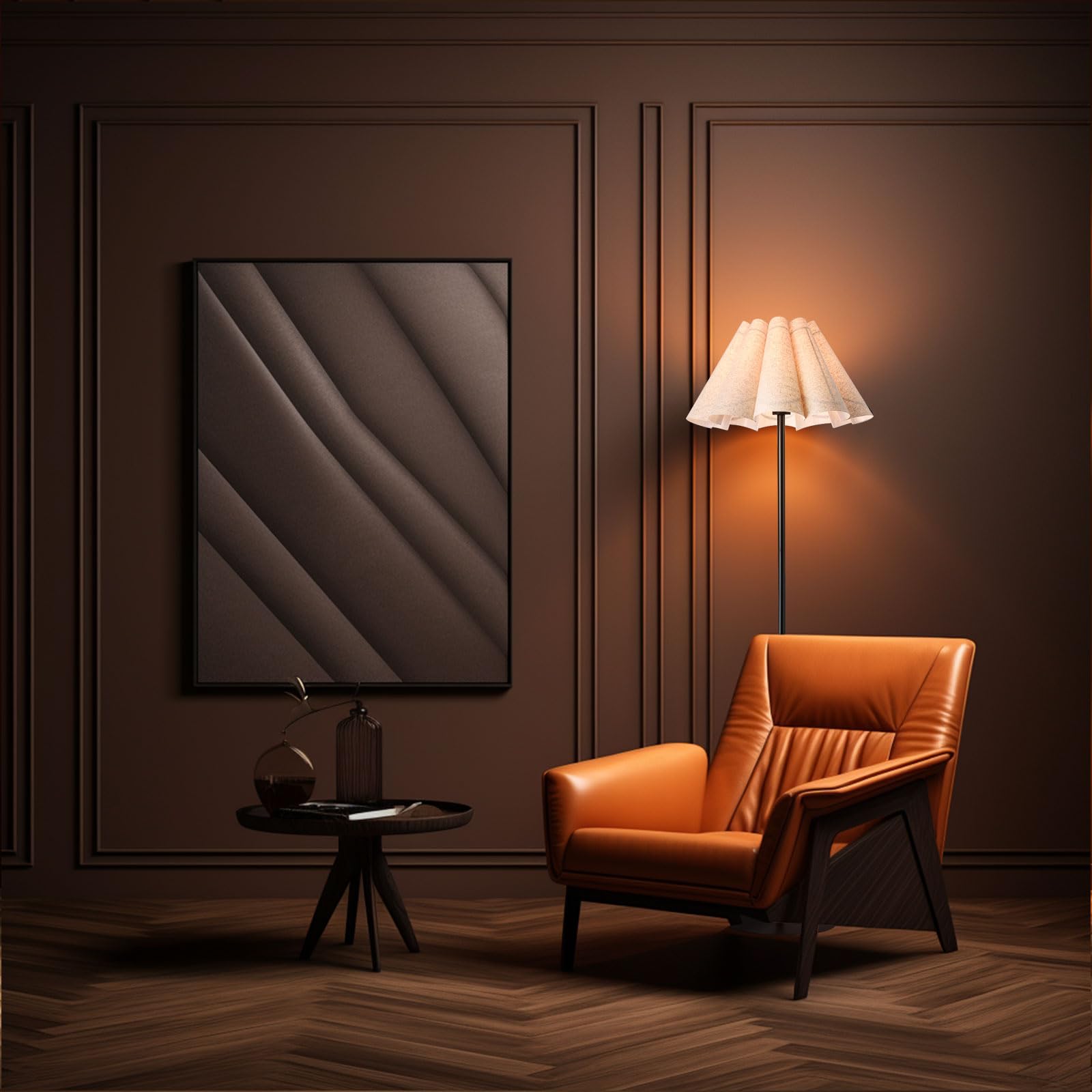 Modern Black Pole Floor Lamp with Beige Lampshade - Tall Standing Lamp for Living Room, Bedroom & Office - Simple Contemporary Design for Home Decor & Reading Nook Lighting