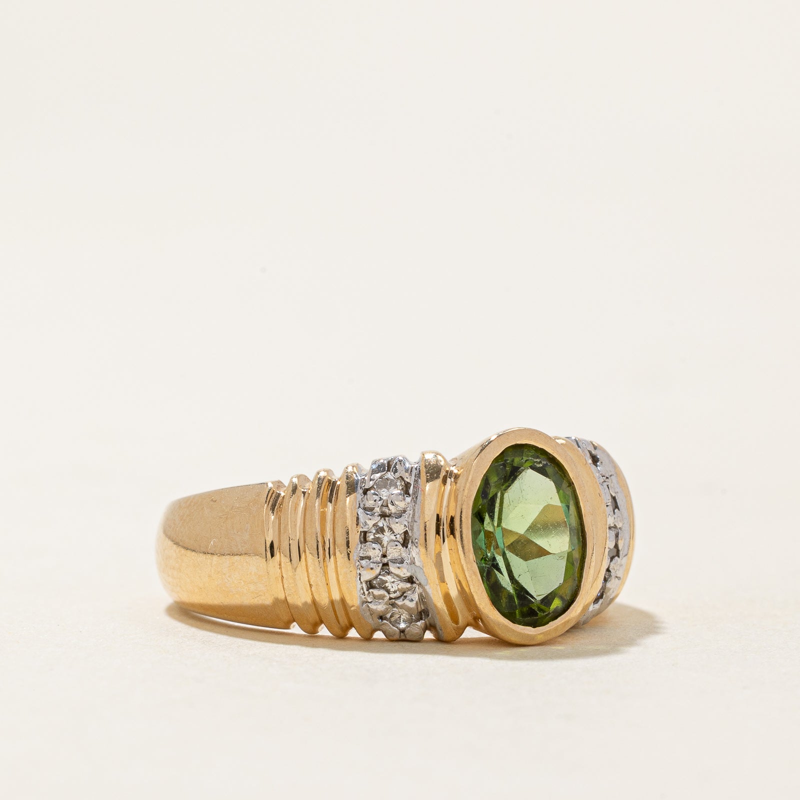 Exquisite Bezel Set Tourmaline & Diamond Ring | 0.09ctw Diamonds & 1.23ct Tourmaline | Size 7 | Elegant Jewelry Gift for Women, Anniversary, Engagement & Special Occasions