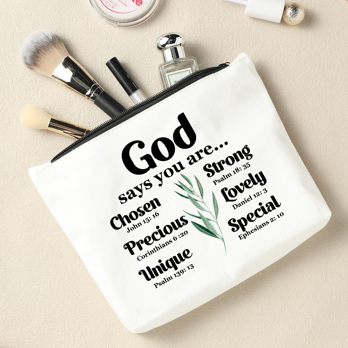 **Inspirational Christian Gifts for Women - Scripture Makeup Pouch, Travel Makeup Bag for Mom, Friends, Valentine's & Birthday Gifts - Perfect for Church, Travel & Daily Use**