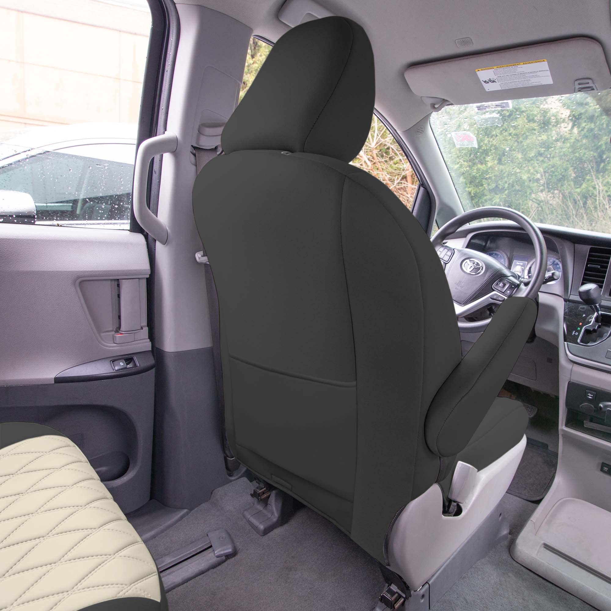 FH Group Custom Fit Neoprene Seat Covers for 2011-2020 Toyota Sienna - Waterproof Neosupreme Automotive Seat Protectors (3rd Row, Beige) | Perfect for Family Road Trips, Spill Protection & Car Interior Upgrade