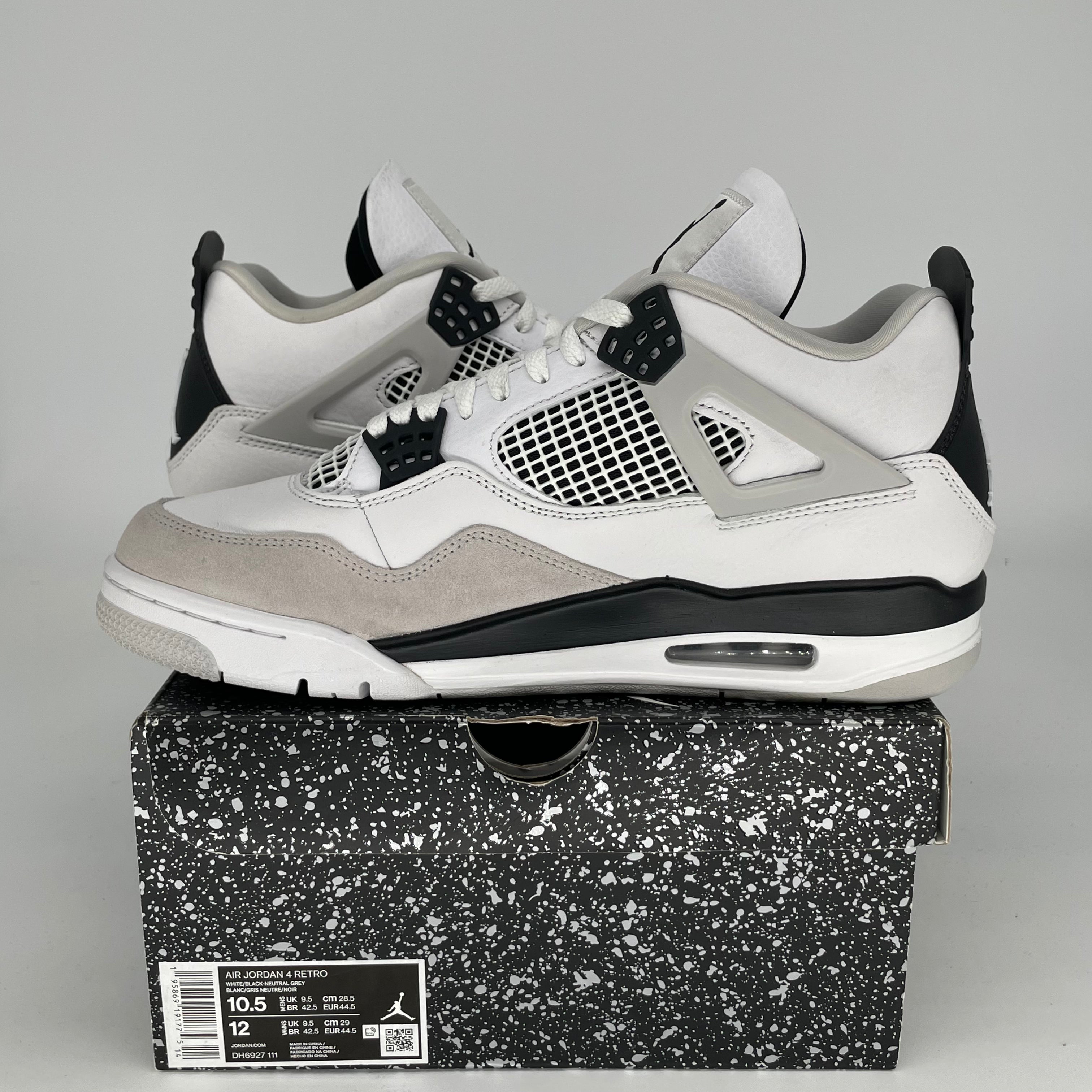Original Air Jordan 4 Retro 'Military Black' Men's/Women's Sneakers - Size 10.5/12W (DH6927-111) - Perfect for Basketball, Streetwear & Casual Fashion