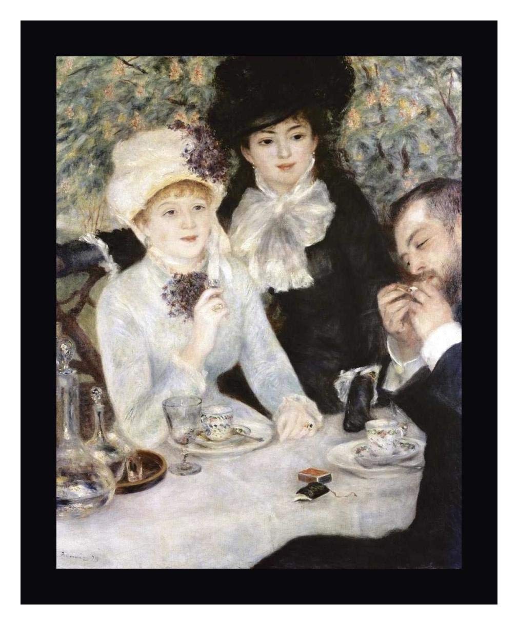 After Lunch by Pierre-Auguste Renoir - 29x36 Inch Framed Canvas Art Print with Black Frame - Ready to Hang Wall Decor for Living Room, Bedroom & Office