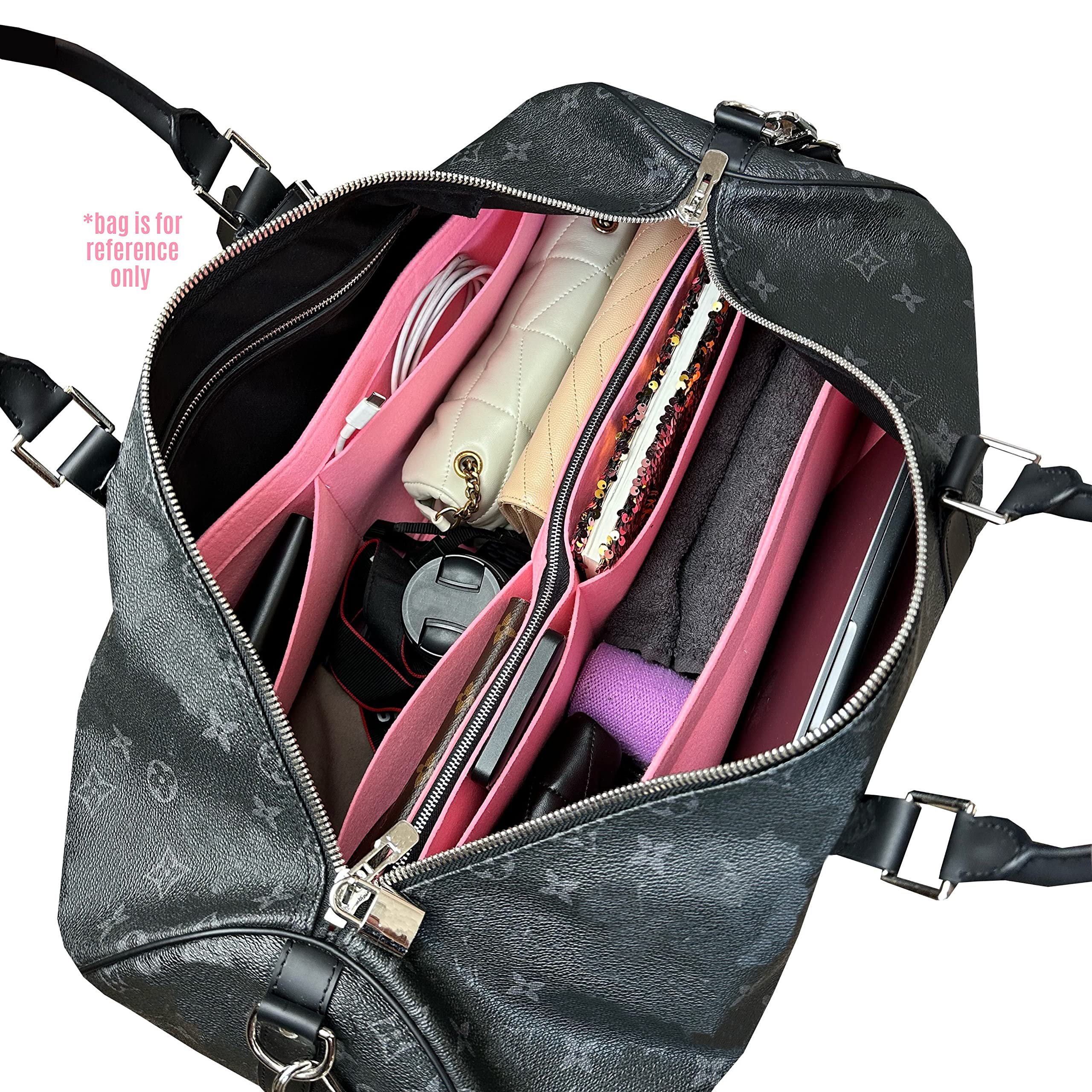 Premium Keepall 45 Bag Organizer Insert - Handmade 3mm Thick Double-Layered Base Shaper with Sturdy Felt Construction (Black) | Perfect for Travel, Business Trips & Daily Commute