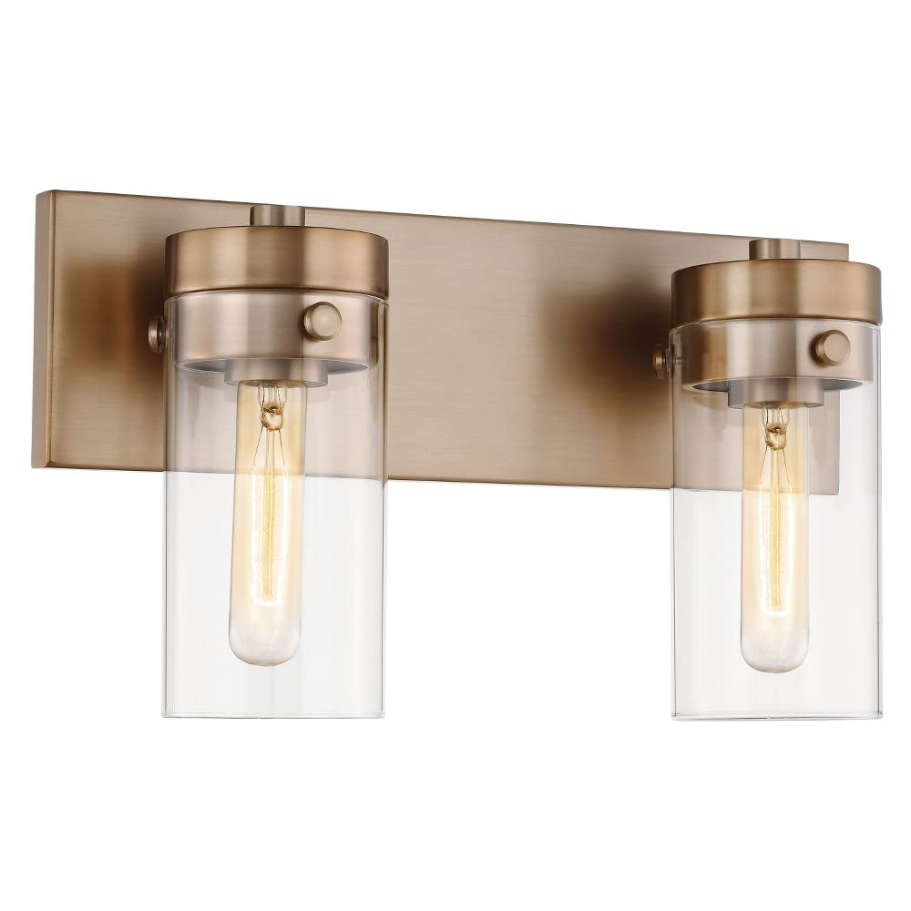 Nuvo Lighting Intersection 2-Light Bathroom Vanity Light in Burnished Brass - Perfect for Modern Bathrooms & Powder Rooms