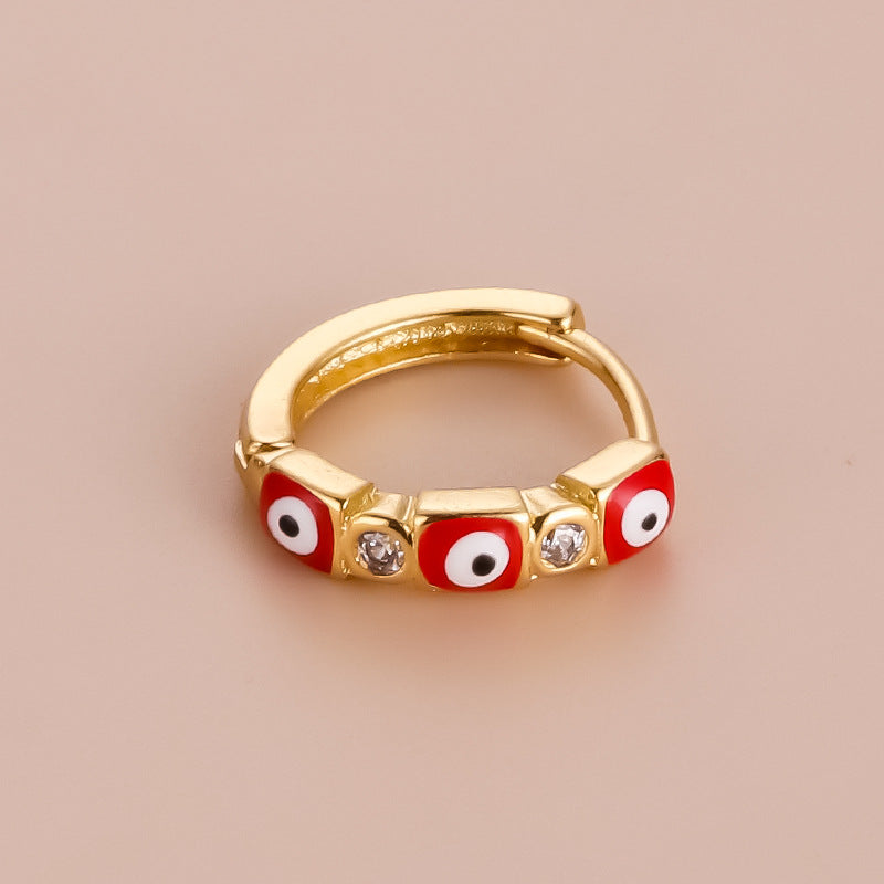 18K Gold Cartilage Hoop Earrings - Bohemian Evil Eye Earrings for Women | Perfect for Everyday Wear, Parties & Gifts | HSPJ751