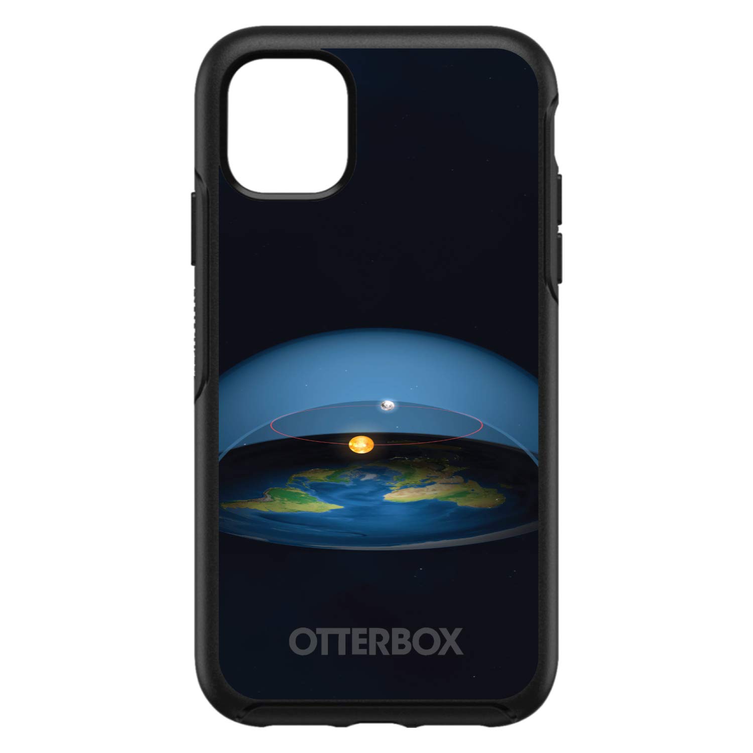 DistinctInk iPhone 13 Pro MAX Case (6.7 Inch) - Slim Protective Phone Cover Compatible with OtterBox Symmetry - Custom Black Flat Earth Map Design - Perfect for Travel, Outdoor Adventures & Everyday Use