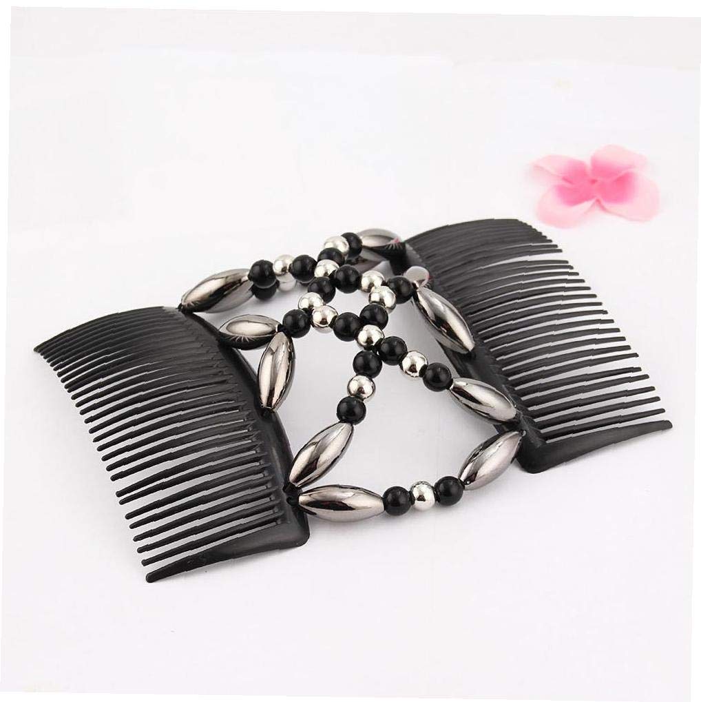 Magic Elastic Hair Clips for Women - Handmade Beaded Double Stretchy Hair Combs & Hair Accessories for Girls | Perfect for Updos, Ponytails & Everyday Styling