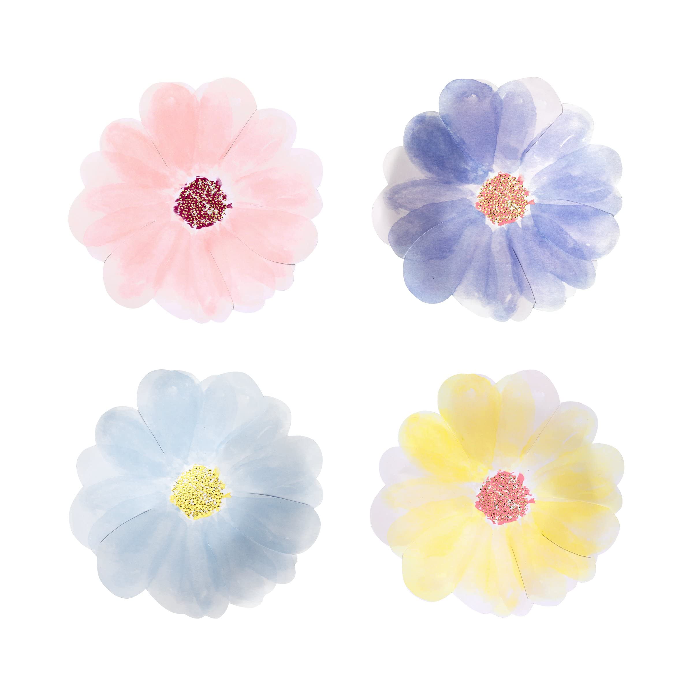 Meri Meri Flower Garden Small Plates - Set of 6 Floral Decorative Dessert Plates for Kids Birthday Party, Baby Shower, Tea Time & Special Occasions