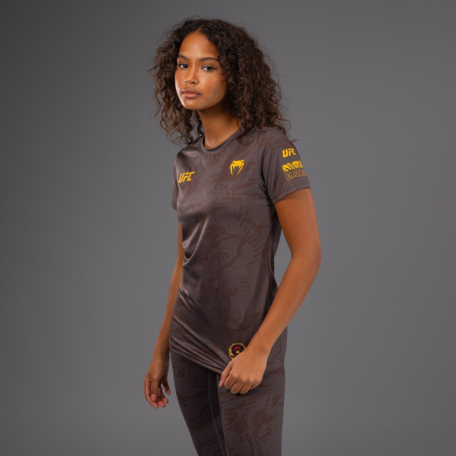 Venum UFC Fusion Fight Week Women's Dry Tech T-Shirt - Moisture-Wicking Performance Tee for MMA Training & Gym Workouts - Earthen Brown