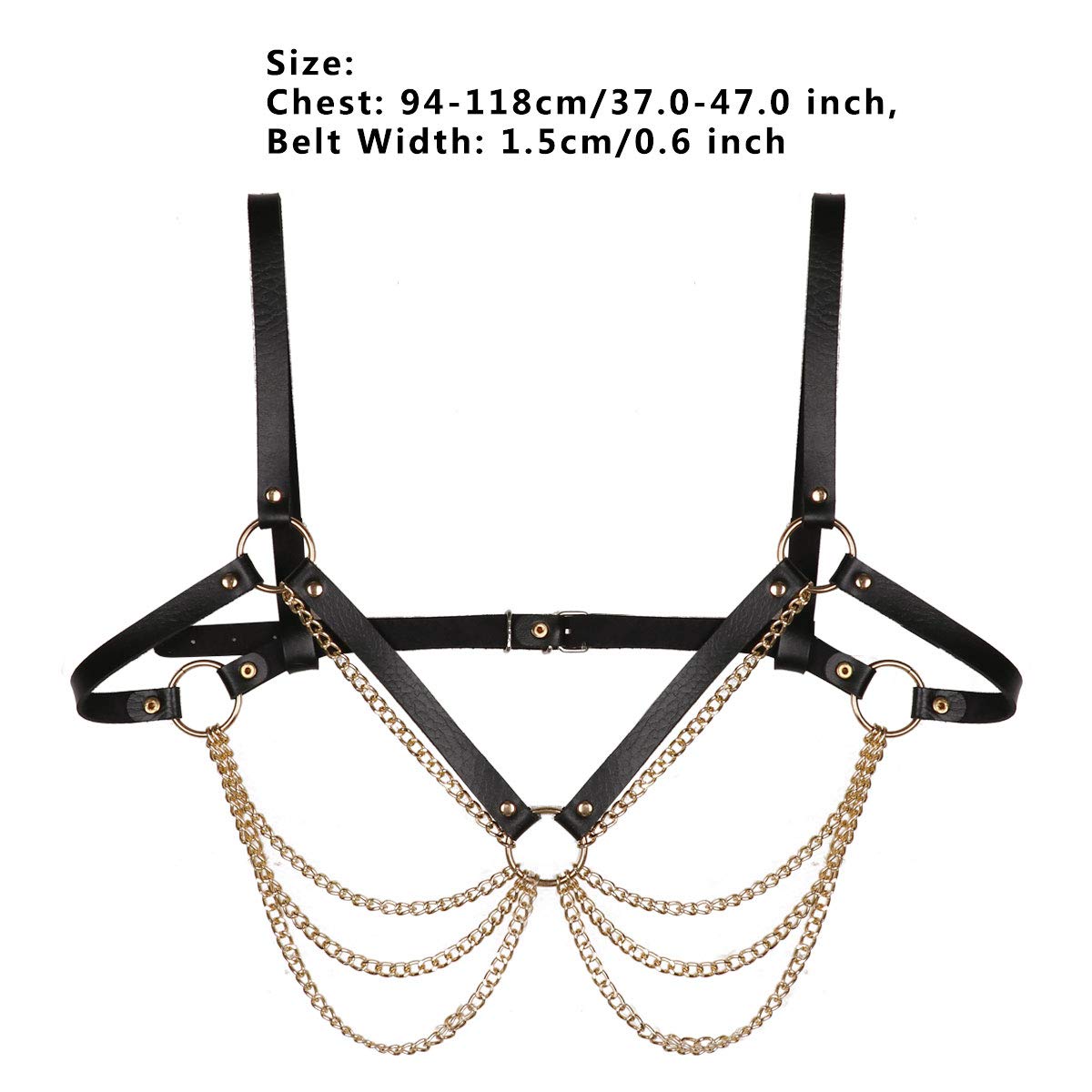 YiZYiF Punk Waist Belt & Body Chain - PU Leather Chest Harness with Metal O-Rings & Tassels - Gothic Fashion Accessory for Women - Perfect for Concerts, Raves & Edgy Outfits