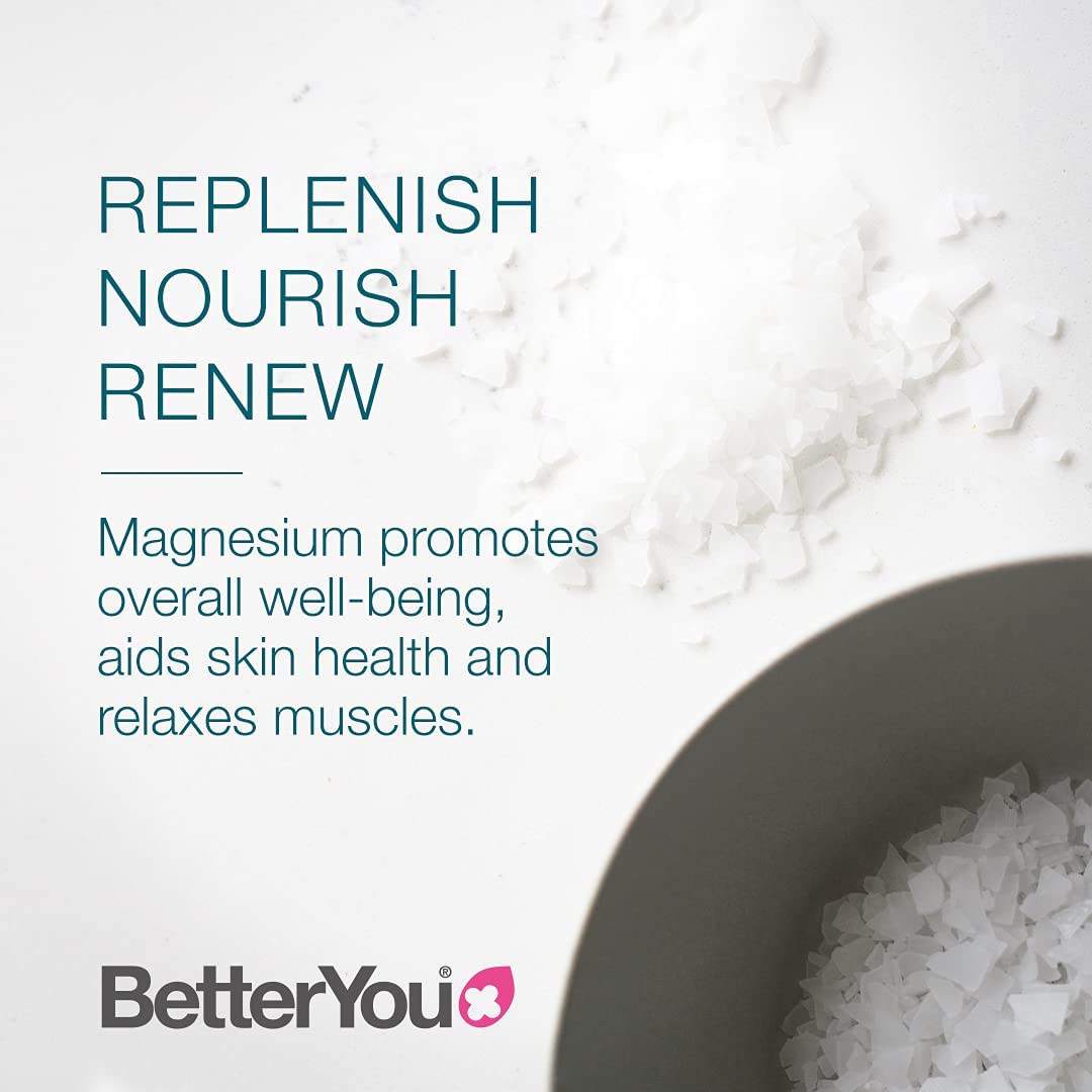 BetterYou Magnesium Flakes 1kg (2.2 lbs) - Premium Epsom Salt for Relaxation, Muscle Recovery & Detox Bath - Ideal for Stress Relief, Sleep Aid & Skin Health