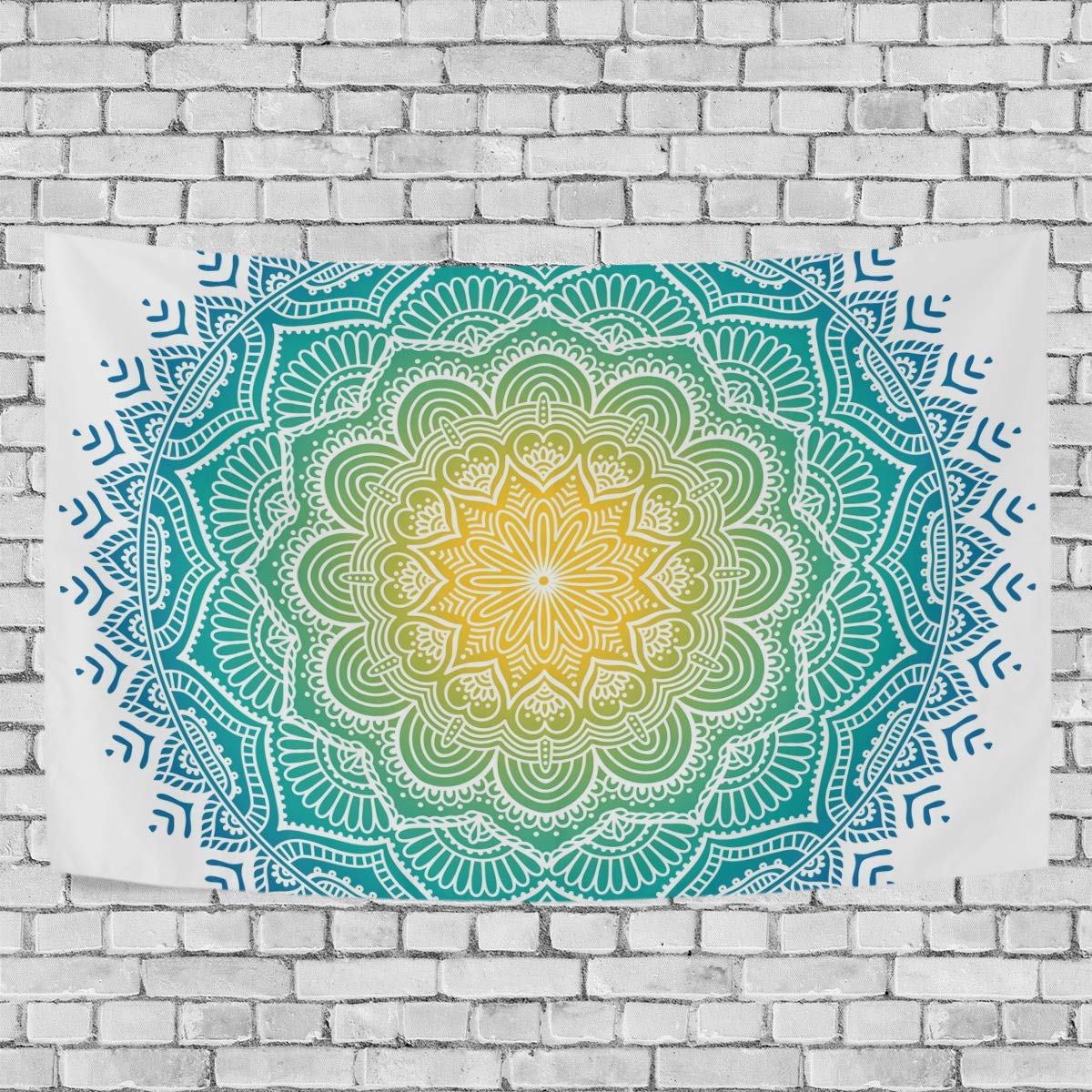 LittleLuck Vintage Mandala Wall Tapestry - Green Bohemian Wall Hanging Art Decor for Bedroom, Living Room, Dorm - 80x60 Inch Polyester Fabric Wall Art Blanket - Perfect for Home, Apartment, Yoga Studio & Meditation Space Decor