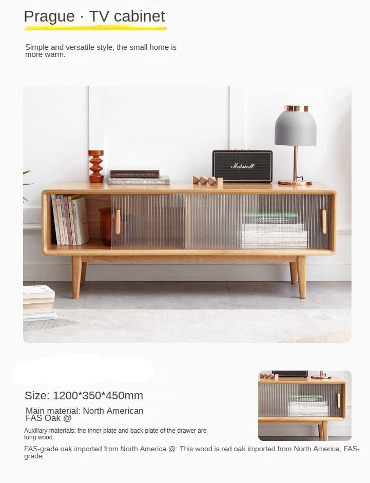 Solid Oak Wood TV Stand - Small Size with Multiple Style Options - Perfect for Living Room, Bedroom & Home Theater Setup