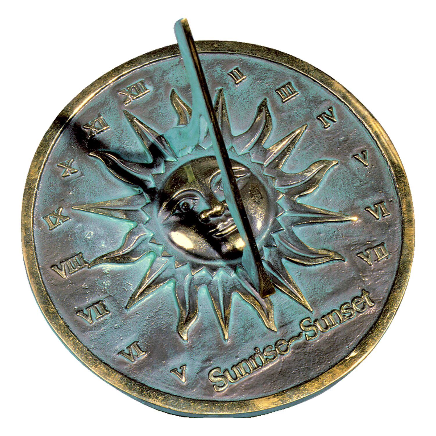 Vintage Brass Sunrise Sunset Sundial - Unique Garden Decor & Thoughtful Gift for Outdoor Enthusiasts & History Lovers