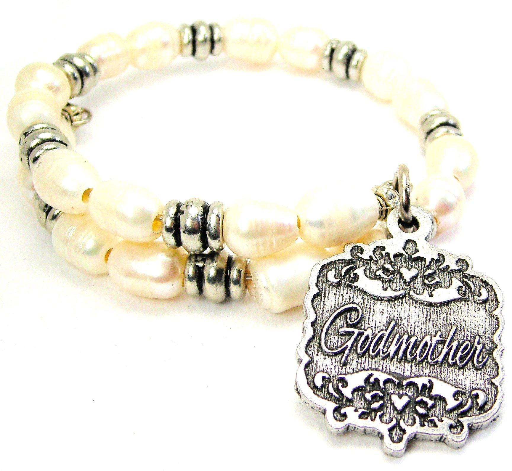 Elegant Godmother Victorian Scroll Freshwater Pearl Wrap Bracelet – Perfect for Weddings, Bridal Jewelry & Special Occasions