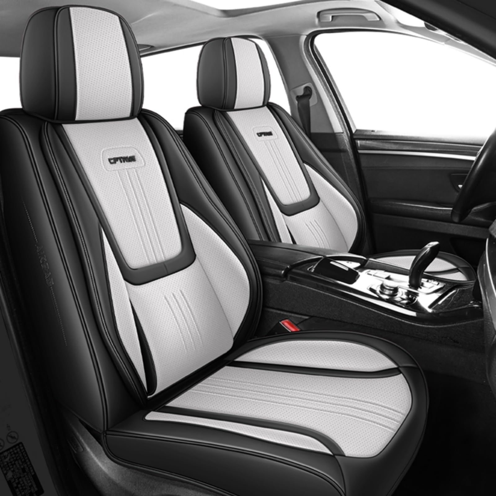Premium Waterproof Leather Car Seat Covers Full Set (5-Piece) - Front & Back Seat Protectors for Most Vehicles - Luxury Black & Gray Car Interior Accessories for Comfort & Style - Perfect for Daily Commute, Road Trips & Family Protection