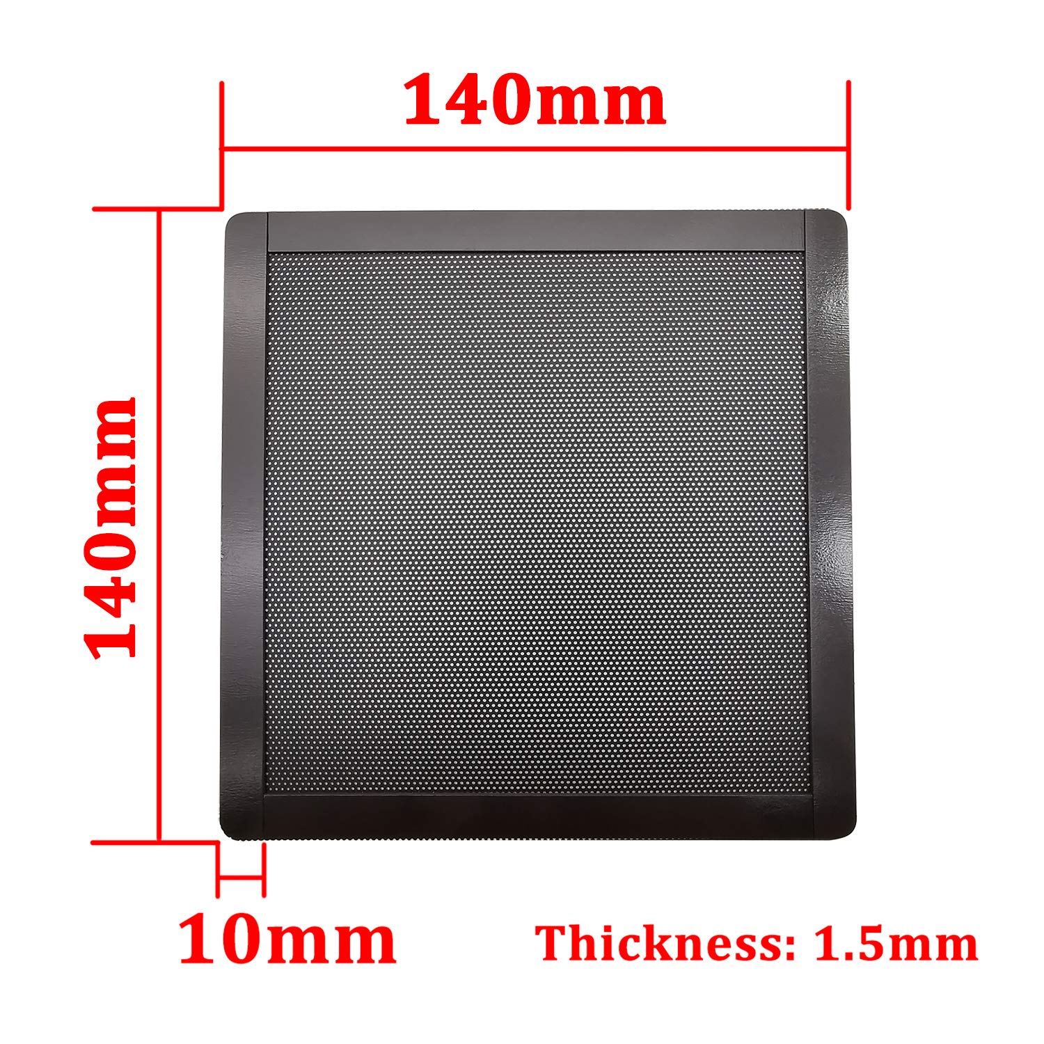 140mm PC Computer Case Fan Magnetic Frame Dust Filter Screen - Ultra Fine PVC Mesh, Dustproof Case Cover, Black (4 Pack) - Perfect for Gaming PCs, Workstations & Home Desktops