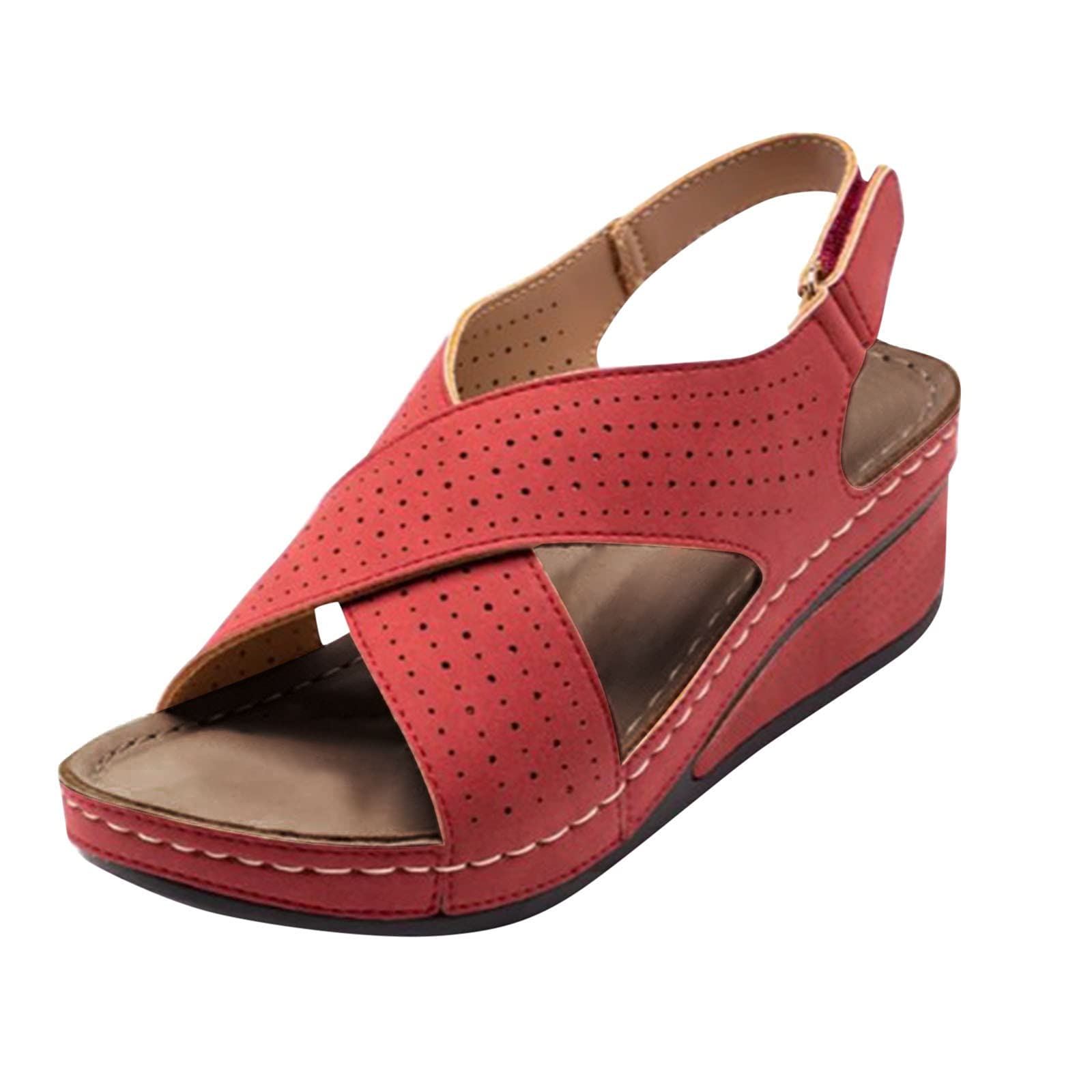 **Size 13 Women's Wide Width Fashion Sandals – Casual Heeled Slip-On with Breathable Hook & Loop Closure – Perfect for Summer, Beach, and Everyday Comfort**