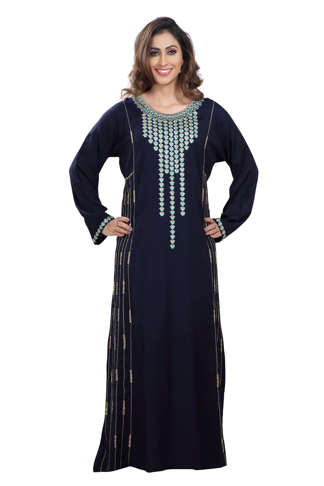 Maxim Creation Embroidered Maxi Arabian Party Dress for Women - Regular to Plus Size Elegant Evening Gown for Weddings, Galas & Special Occasions
