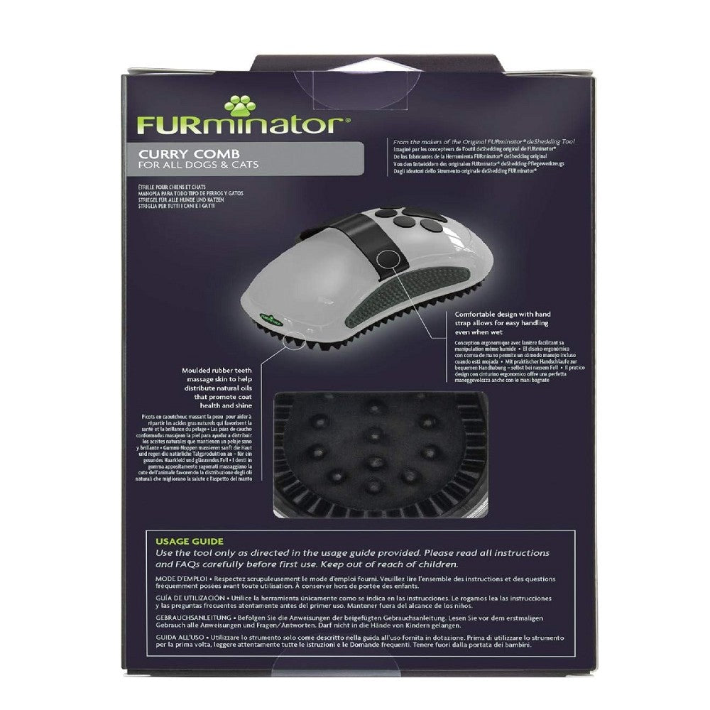 Furminator Curry Comb for Dogs & Cats - Deshedding Tool for Pet Grooming - Reduce Shedding & Hairballs - Perfect for Home & Professional Use