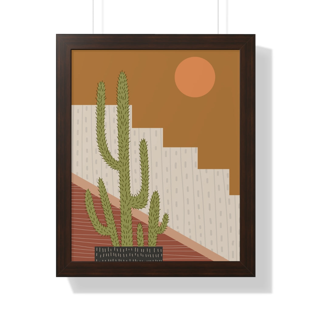 Modern Cactus Art Framed Vertical Poster - Desert Plant Wall Decor for Living Room, Bedroom & Office - Perfect for Boho Home Decor & Housewarming Gifts