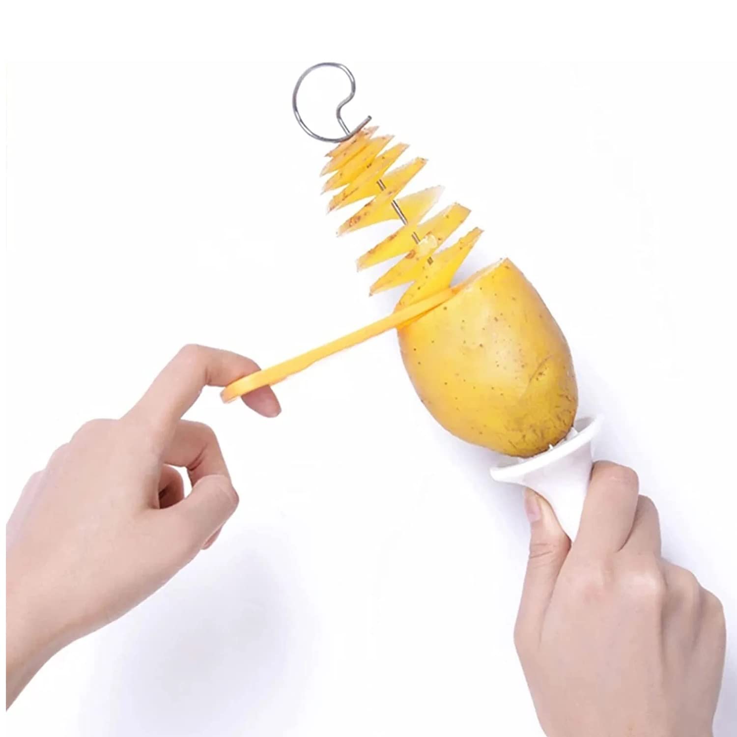 SEREBRUM Tornado Spiral Potato Cutter - Manual Vegetable Slicer for Sweet Potato, Zucchini & Carrot - 4 Stainless Steel Blades - Perfect for Making Chips, Curly Fries & Healthy Snacks at Home