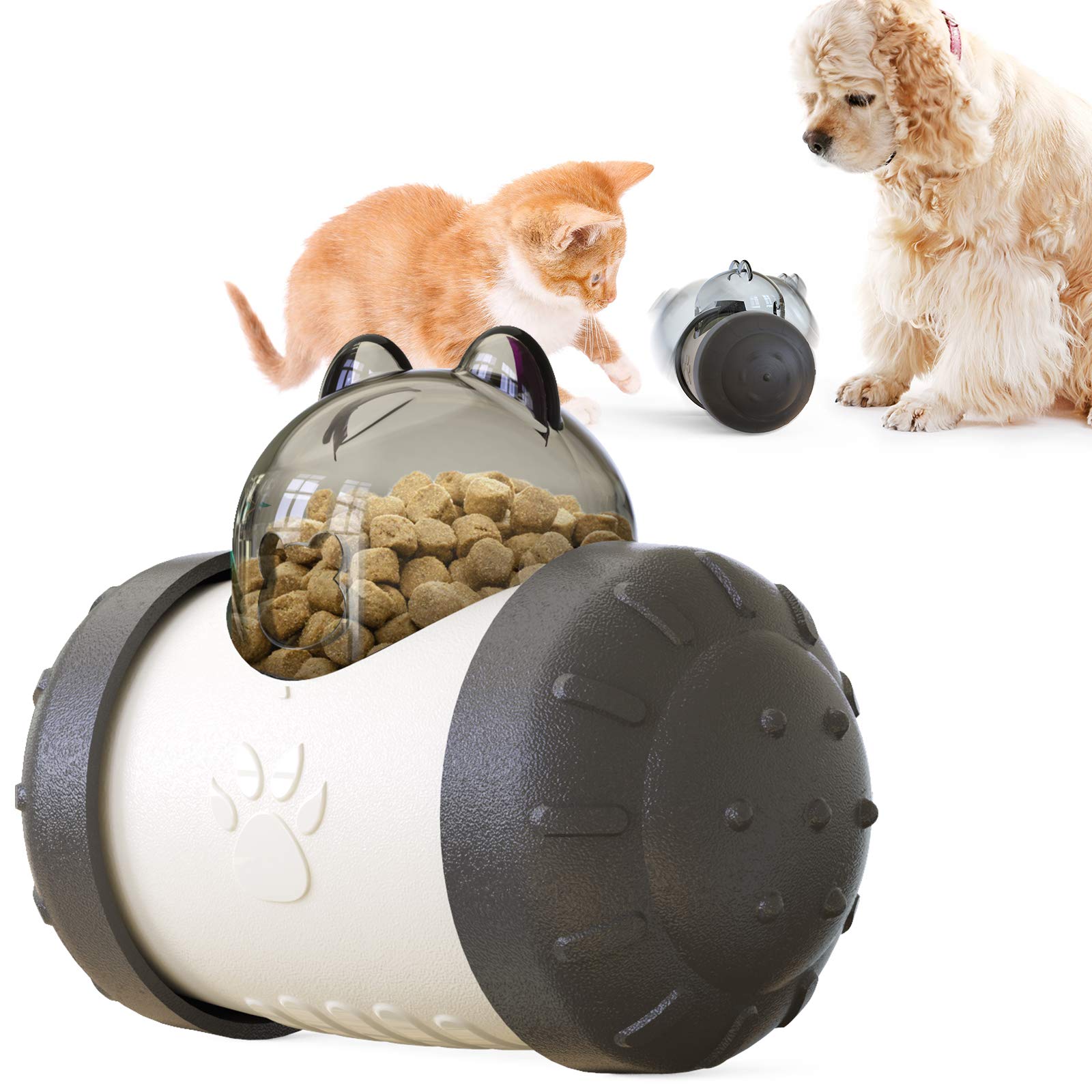 Interactive Treat Dispensing Dog Toy - IQ Boosting Tumbler Feeder Ball for Dogs & Cats | Slow Feeding Puzzle Toy for Mental Stimulation | Perfect for Indoor Play, Training & Boredom Relief (Black)