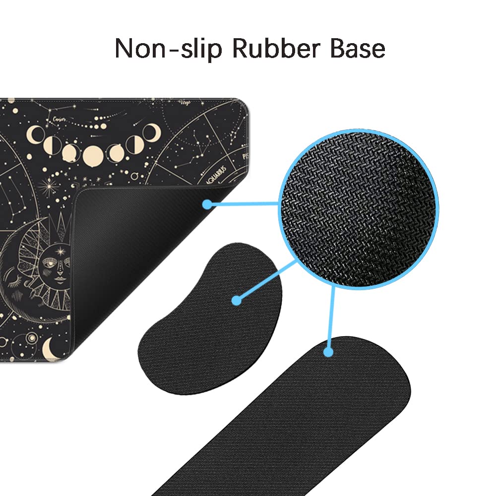 MIBITRI Extended Gaming Mouse Pad & Ergonomic Keyboard Wrist Rest Set - Memory Foam XXL Desk Mat for Pain Relief - 3PC Constellation Design for PC, Office & Gaming Setup