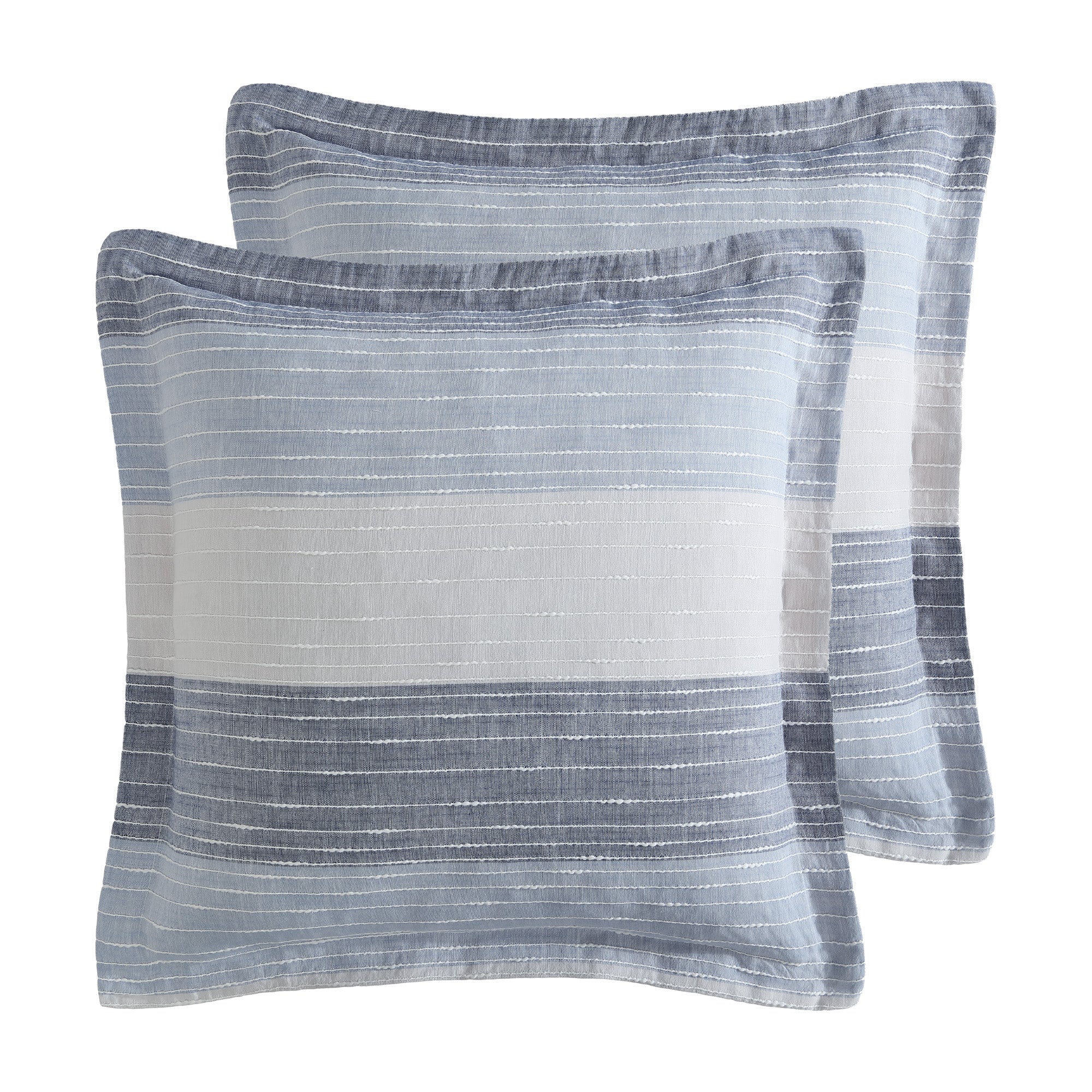 Striped Euro Sham Pillowcase Set of 2 - Soft Cotton Decorative Pillow Covers for Bedroom, Living Room & Guest Room Decor