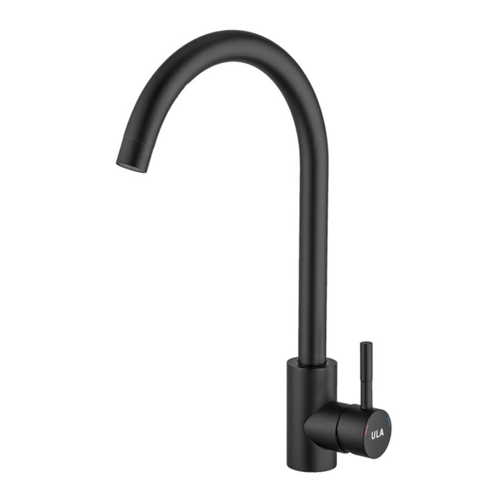 Stainless Steel Black Kitchen Faucet with Single Handle - Hot & Cold Water Sink Tap with 360° Rotation & Pull Down Shower Sprayer (Model A1111B) - Perfect for Modern Kitchens, Restaurant Prep Areas & RV Sinks