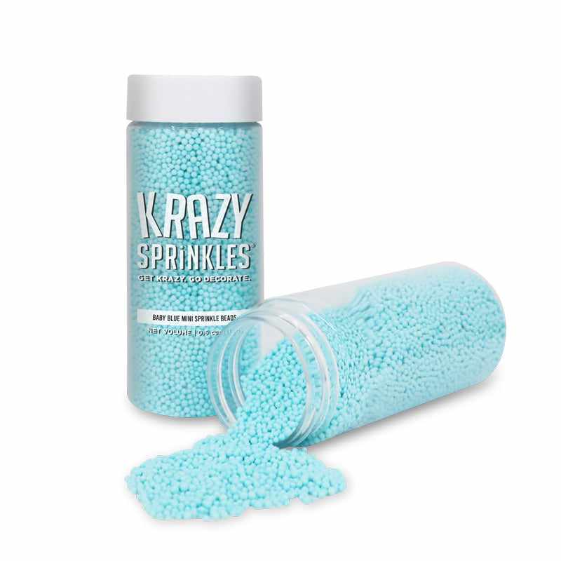 Baby Blue Mini Sprinkle Beads for Cupcakes, Cookies & Cake Decorating - Edible Sugar Pearls for Baking & Dessert Toppings