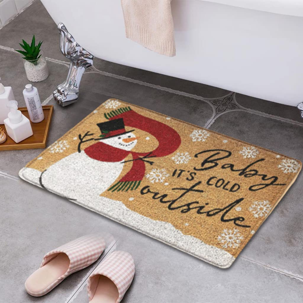 Cartoon Snowman Christmas Door Mat - 'Baby It's Cold Outside' Decor for Entryway & Bedroom