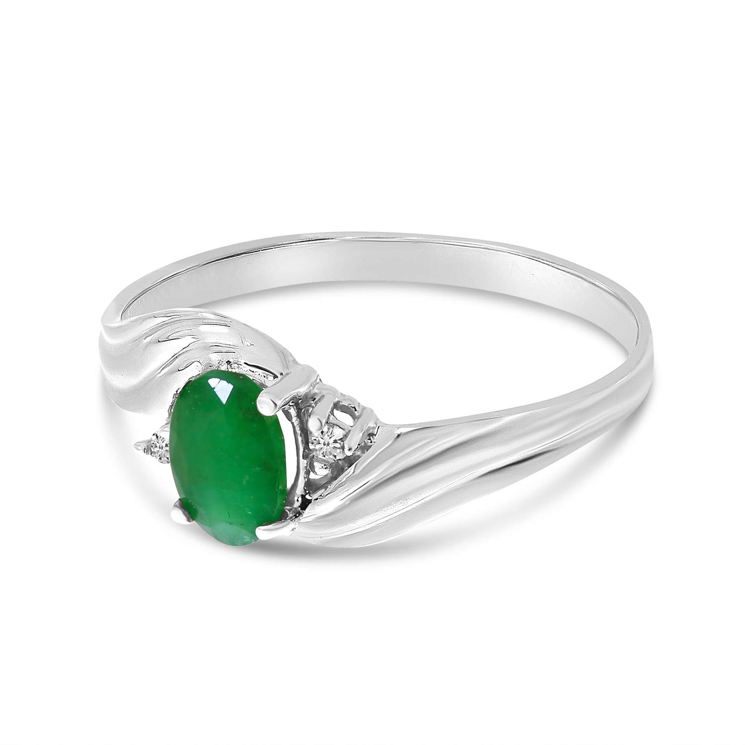 10K White Gold Emerald and Diamond Ring for Women - Elegant Jewelry Gift for Engagement, Anniversary & Special Occasions