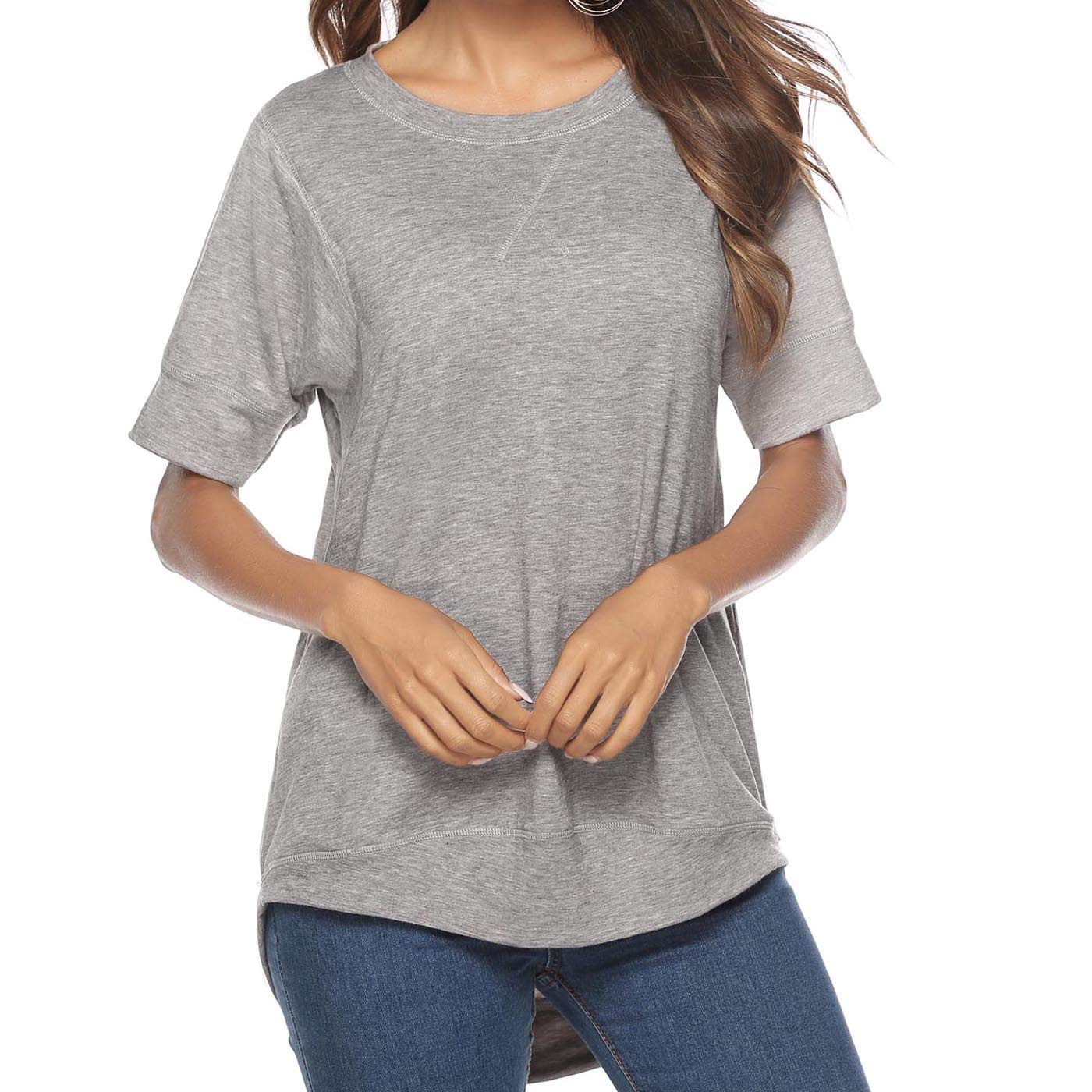 CoolooC Women's Summer Short Sleeve T-Shirts - Casual Loose Tunic Tops with Side Split | Perfect for Beach, Vacation & Everyday Wear