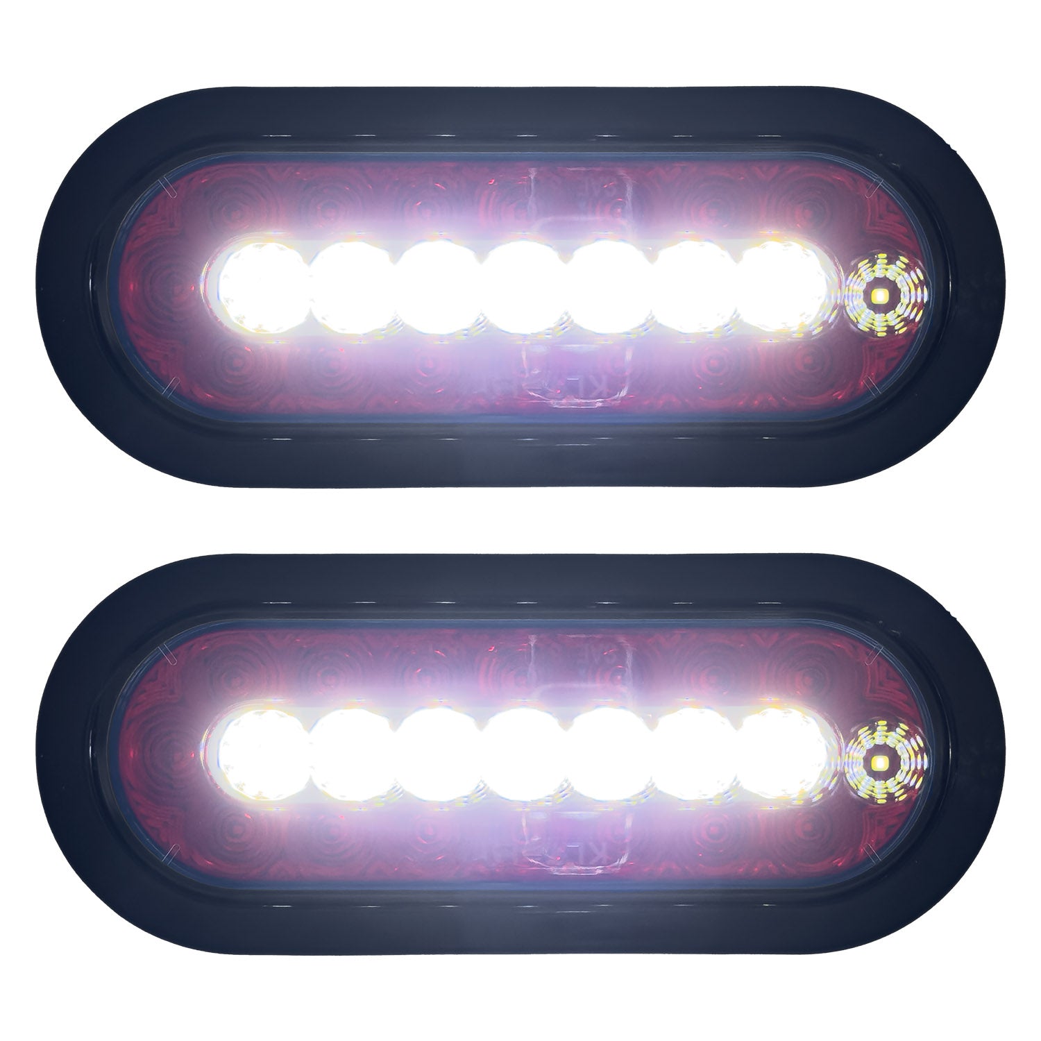 Universal 2-Piece Red & White Oval LED Trailer Tail Lights - Red Running, Brake, Turn Signals & White Reverse Backup Lights for Trucks, Trailers, RVs - Durable Waterproof Design for Heavy-Duty Towing & Hauling