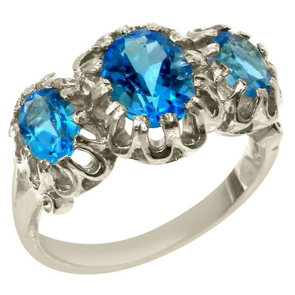 925 Sterling Silver Genuine Blue Topaz Women's Ring - Elegant Stackable Band for Everyday Wear, Gift & Special Occasions