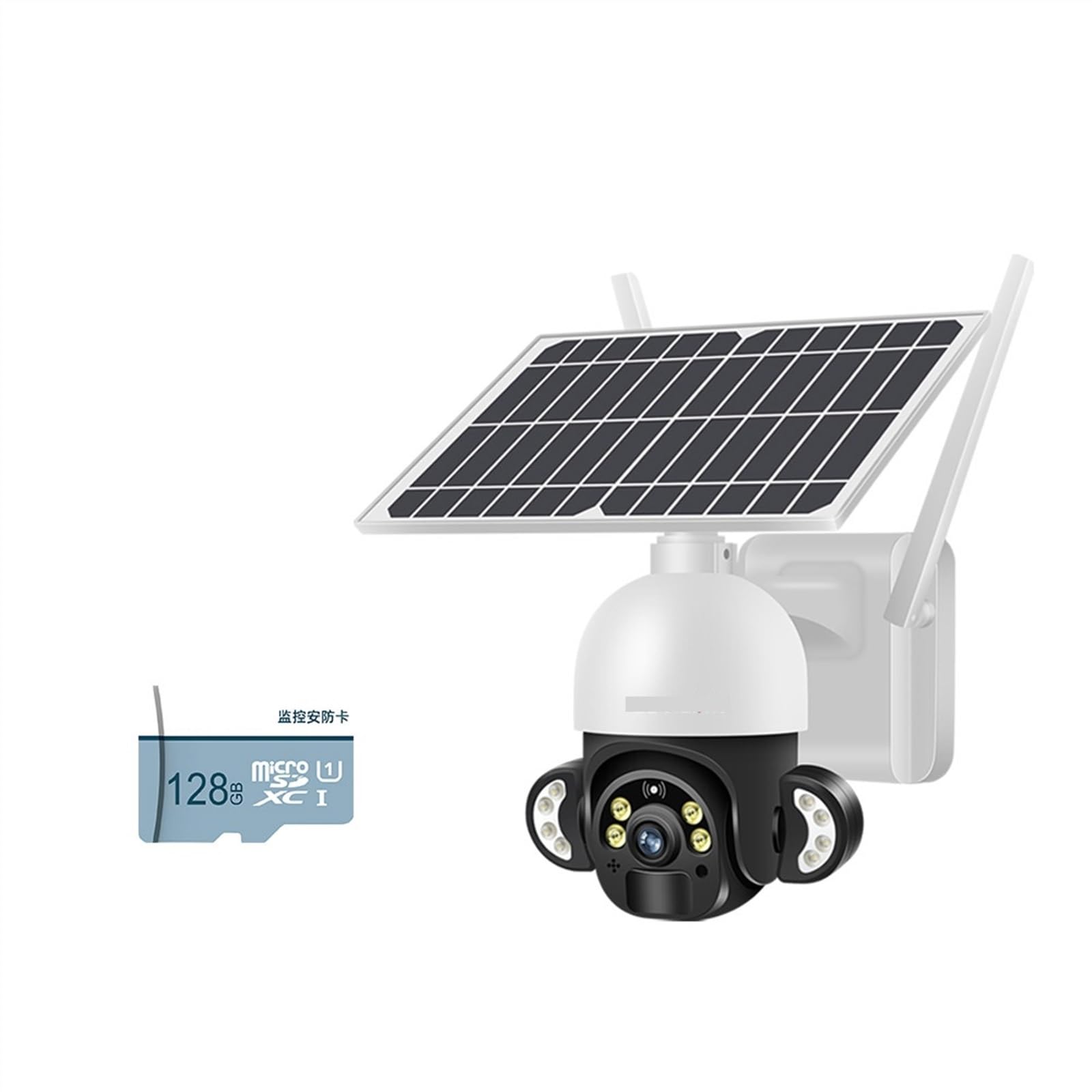 4MP 4G LTE Wireless Security Camera with Solar Panel - Outdoor CCTV Surveillance System with SIM Card Slot, 6W Solar Power & Long Battery Life for Home Security (White, Includes 128GB Storage) - Perfect for Monitoring Backyards, Driveways & Remote Properties Without WiFi