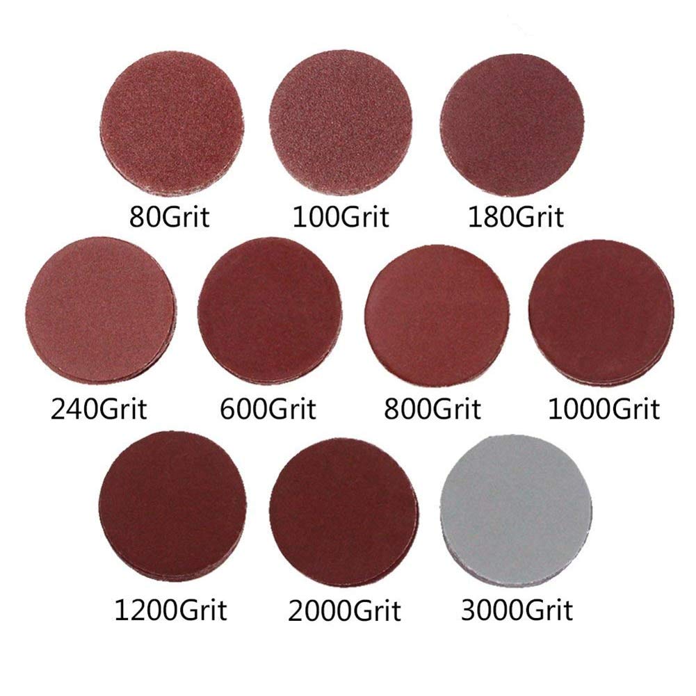 2 Inch 100PCS Sanding Discs Pad Kit with 1/4 Inch Shank - 80 to 3000 Grit Sandpaper for Drill, Grinder & Rotary Tools - Perfect for Woodworking, Metal Polishing & DIY Projects