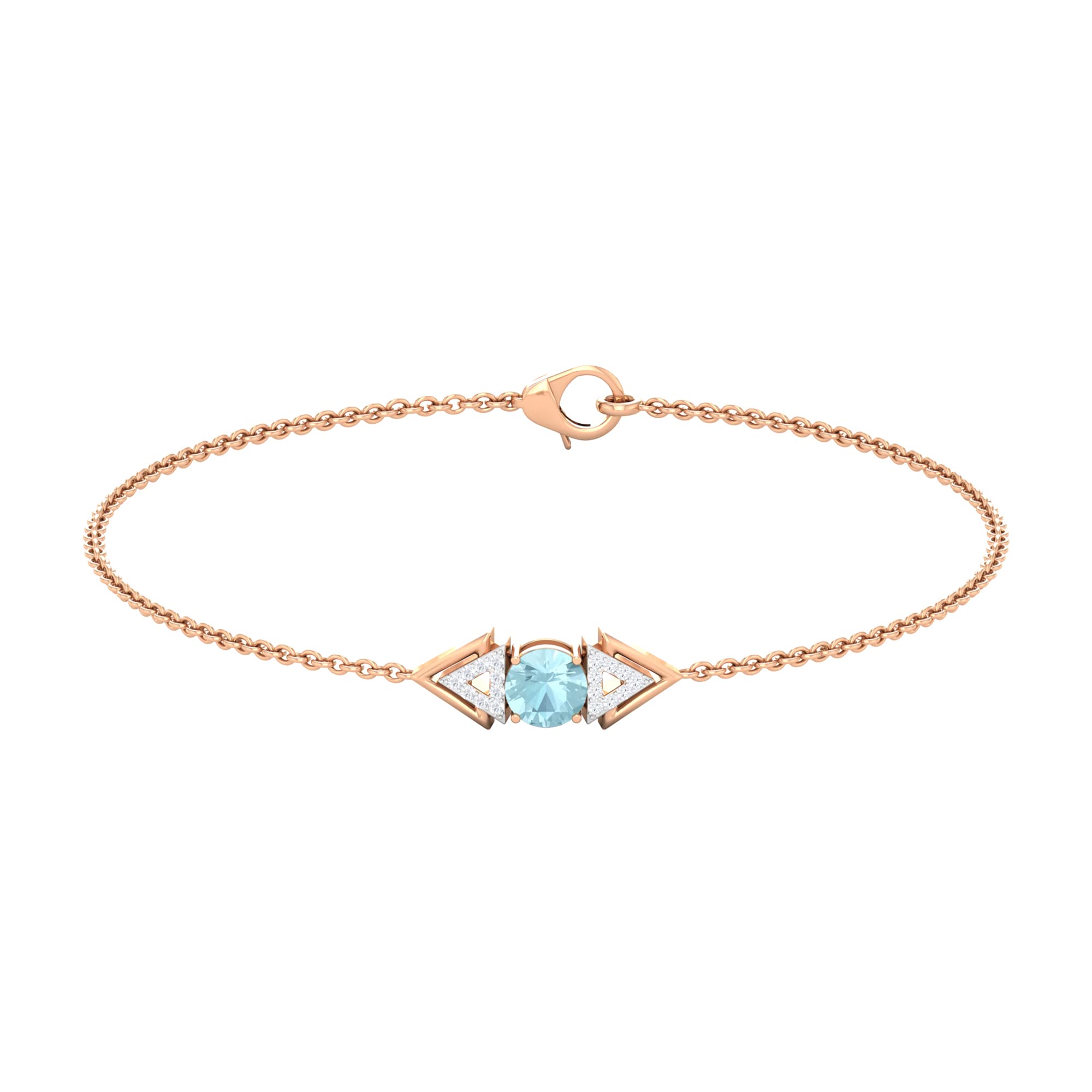3/4 CT Blue Topaz and Diamond 14K Solid Gold Chain Bracelet for Women - 5mm Sky Blue Topaz Geometric Minimalist Jewelry - Perfect for Gifts, Anniversaries, Weddings & Everyday Elegance