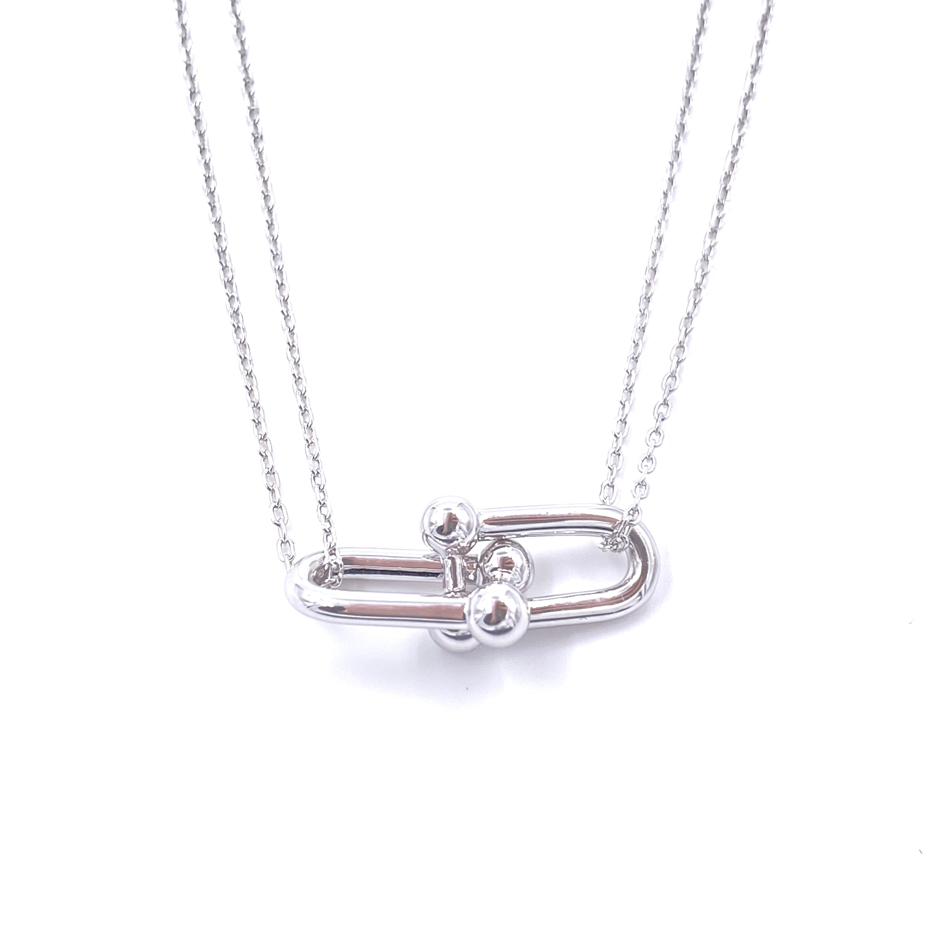 Ashley Gold Sterling Silver Center Bike Link Double Chain Necklace - Elegant Layered Jewelry for Women, Perfect for Date Night & Special Occasions